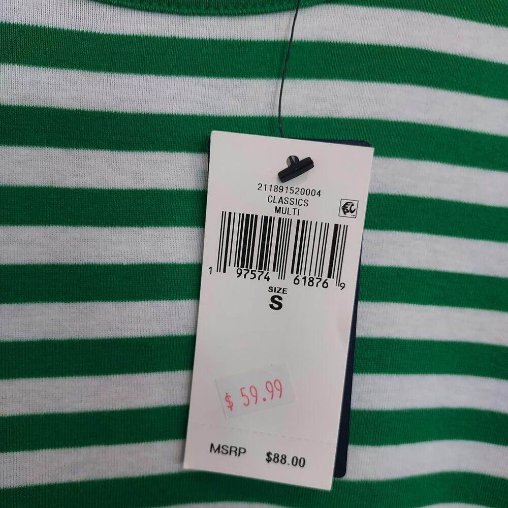 NEW Polo by Ralph Lauren Shamrock Green & White Striped Short Sleeve Tee Size S - Picture 4 of 8